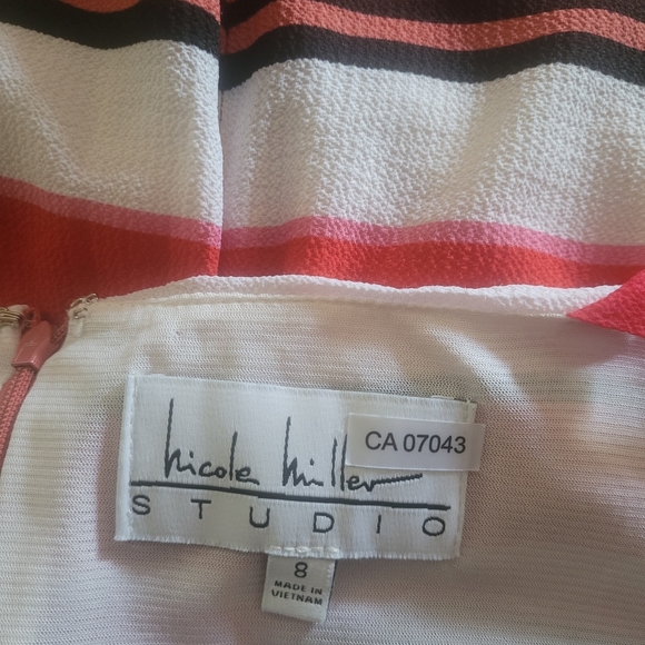 Nicole Miller Studio Striped Multicolor Ruffle Hem Dress 8 - Picture 6 of 6